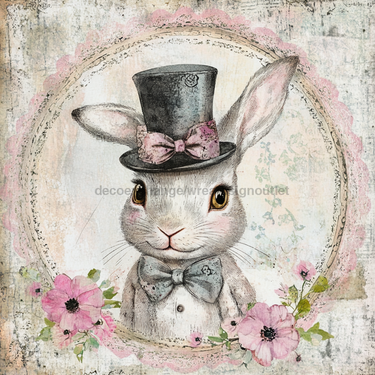 Easter Sign, Bunny in Top Hat, DCO-12826, Sign For Wreath, 10
